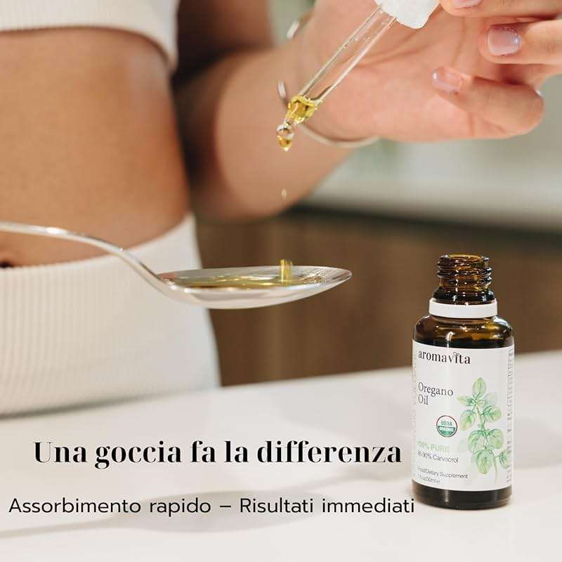 AROMAVITA Essential Organic Oil of Oregano-100% Pure Undiluted Greek Oregano Oil with Carvacrol - Over 86%, Non-GMO, Extra Strength Oregano Oil Organic Liquid Drops, 1 FL.OZ/30ml - Image 7