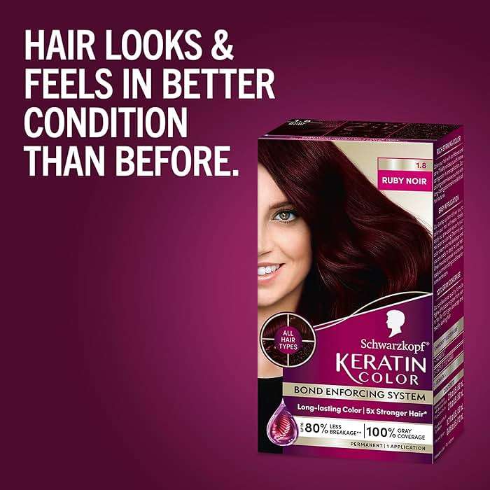 Schwarzkopf Keratin Permanent Hair Dye Cream, 1.8 Ruby Noir, Professional Quality Color for Up to 100% Gray Coverage, Bond Enforcing System - Image 7