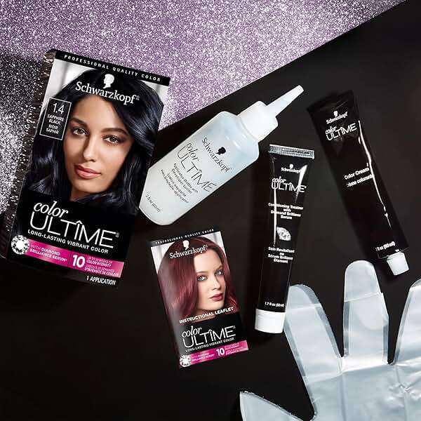 Schwarzkopf Color Ultime 1.4 Sapphire Black Hair Dye, Permanent Intense Black with Diamond Brilliance, Fade-Resistant, Covers Grays, All Hair Textures - Image 2