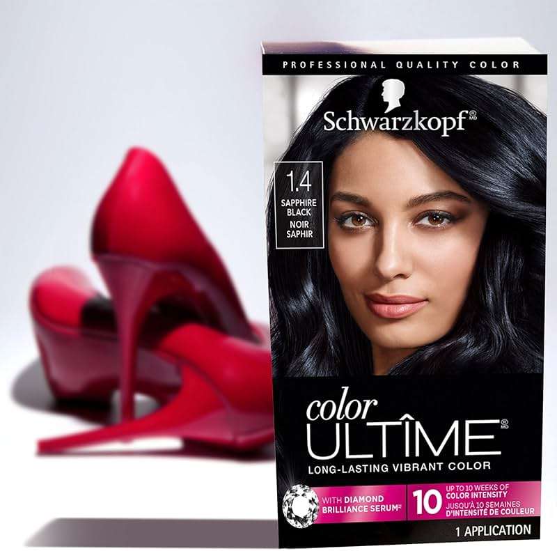 Schwarzkopf Color Ultime 1.4 Sapphire Black Hair Dye, Permanent Intense Black with Diamond Brilliance, Fade-Resistant, Covers Grays, All Hair Textures - Image 3