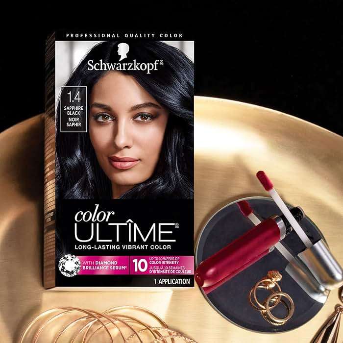 Schwarzkopf Color Ultime 1.4 Sapphire Black Hair Dye, Permanent Intense Black with Diamond Brilliance, Fade-Resistant, Covers Grays, All Hair Textures - Image 4