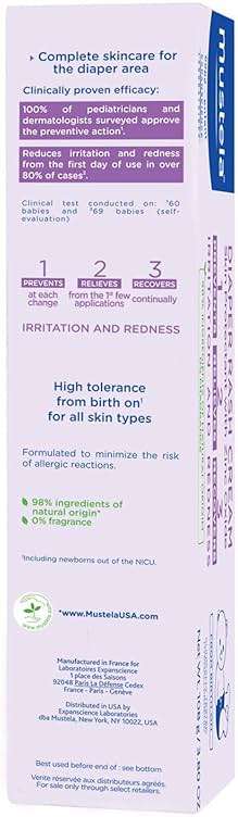 Mustela Baby Diaper Rash Cream 123 - Skin Protectant with Zinc Oxide - Fragrance Free & Paraben Free - with 98% Natural Ingredients - Various Packaging - Image 3