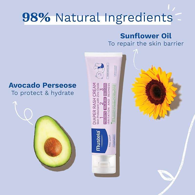 Mustela Baby Diaper Rash Cream 123 - Skin Protectant with Zinc Oxide - Fragrance Free & Paraben Free - with 98% Natural Ingredients - Various Packaging - Image 5