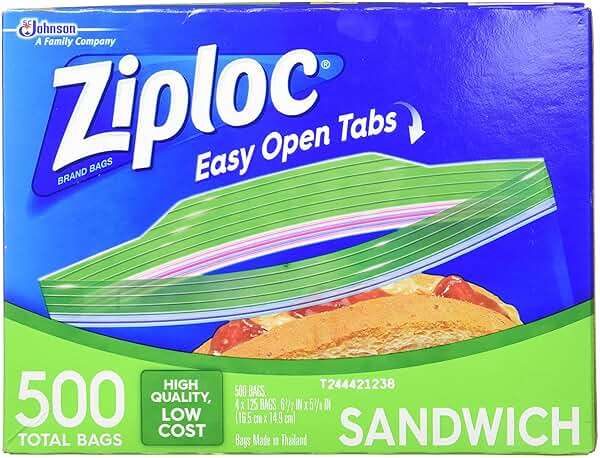 Ziploc Sandwich Bags, 125 Count (Pack of 4) - Image 1
