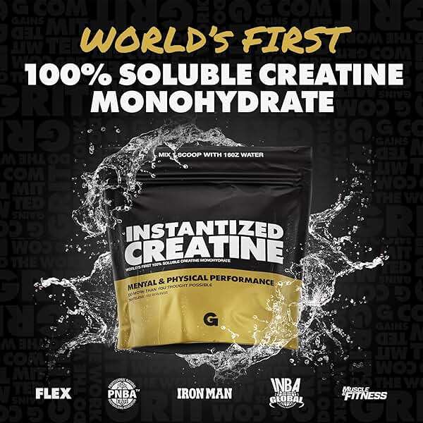 Gains in Bulk Instantized Creatine Monohydrate for Men & Women, Soluble Pre Workout Powder, Supports Muscle Building, Strength and Performance, Bodybuilding Supplements, Unflavored, 100 Servings - Image 2