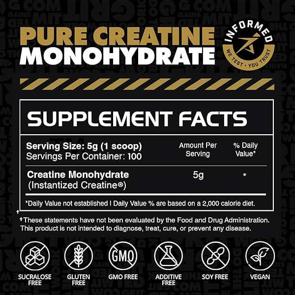 Gains in Bulk Instantized Creatine Monohydrate for Men & Women, Soluble Pre Workout Powder, Supports Muscle Building, Strength and Performance, Bodybuilding Supplements, Unflavored, 100 Servings - Image 6