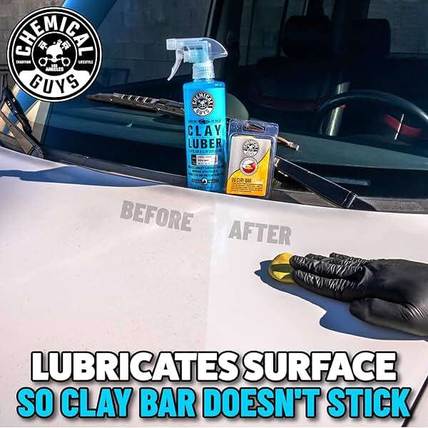Chemical Guys Clay Bar and Luber Synthetic Lubricant Kit - Light/Medium Duty OG Clay Bar for Removing embedded dirt from Paint, Glass, and Metal, Essential Detailing Accessory - 2 Items - Image 6
