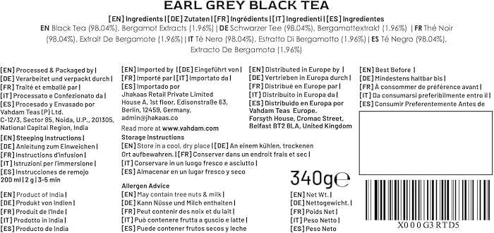 VAHDAM, Earl Grey Tea Loose Leaf 170+ Cups (340g/12oz) Citrusy & Delicious Black Tea blended with 100% Natural Oil of Bergamot | Brew Hot/Iced Tea - Image 9