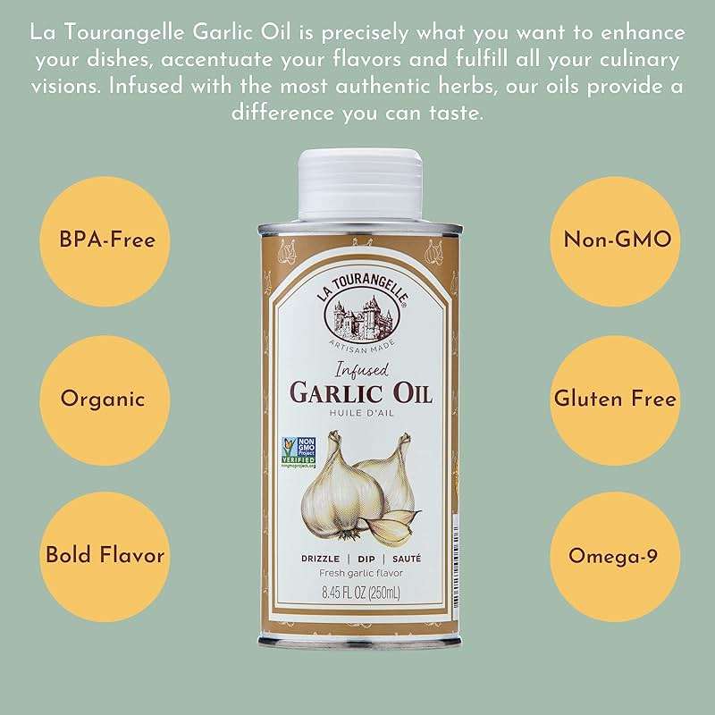 La Tourangelle, Garlic Oil, High Oleic Oil for Cooking Pastas, Salad Dressings, Drizzle on Popcorn, Irresistible Aroma and Flavor, 8.45 Fl Oz - Image 5
