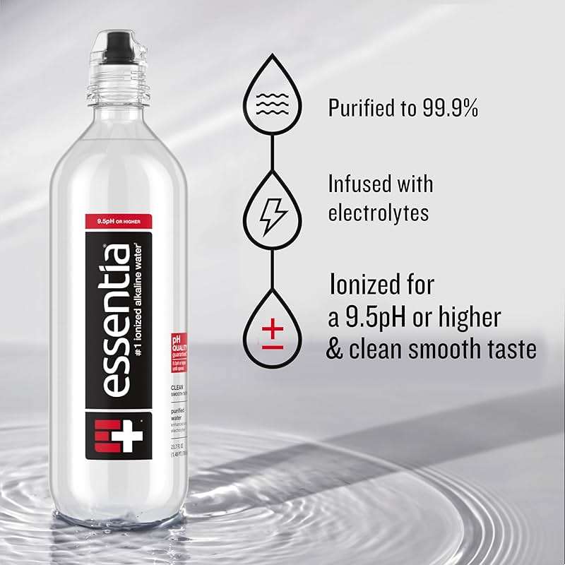 Essentia Water LLC, Ionized Alkaline Bottled Water; 99.9% Pure, Infused with Electrolytes, 9.5 pH or Higher with a Clean, Smooth Taste, 23.67 Fl Oz (Pack of 24) - Image 4