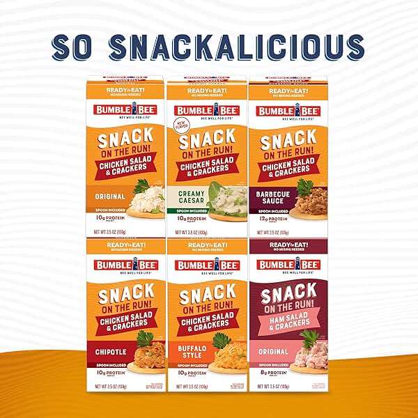 Bumble Bee Snack On The Run! Protein Snack Pack - Original Chicken Salad with Crackers - 10g Protein per Box - Ready to Eat Easy-Open Canned Chicken Salad (Pack of 3) - Image 9