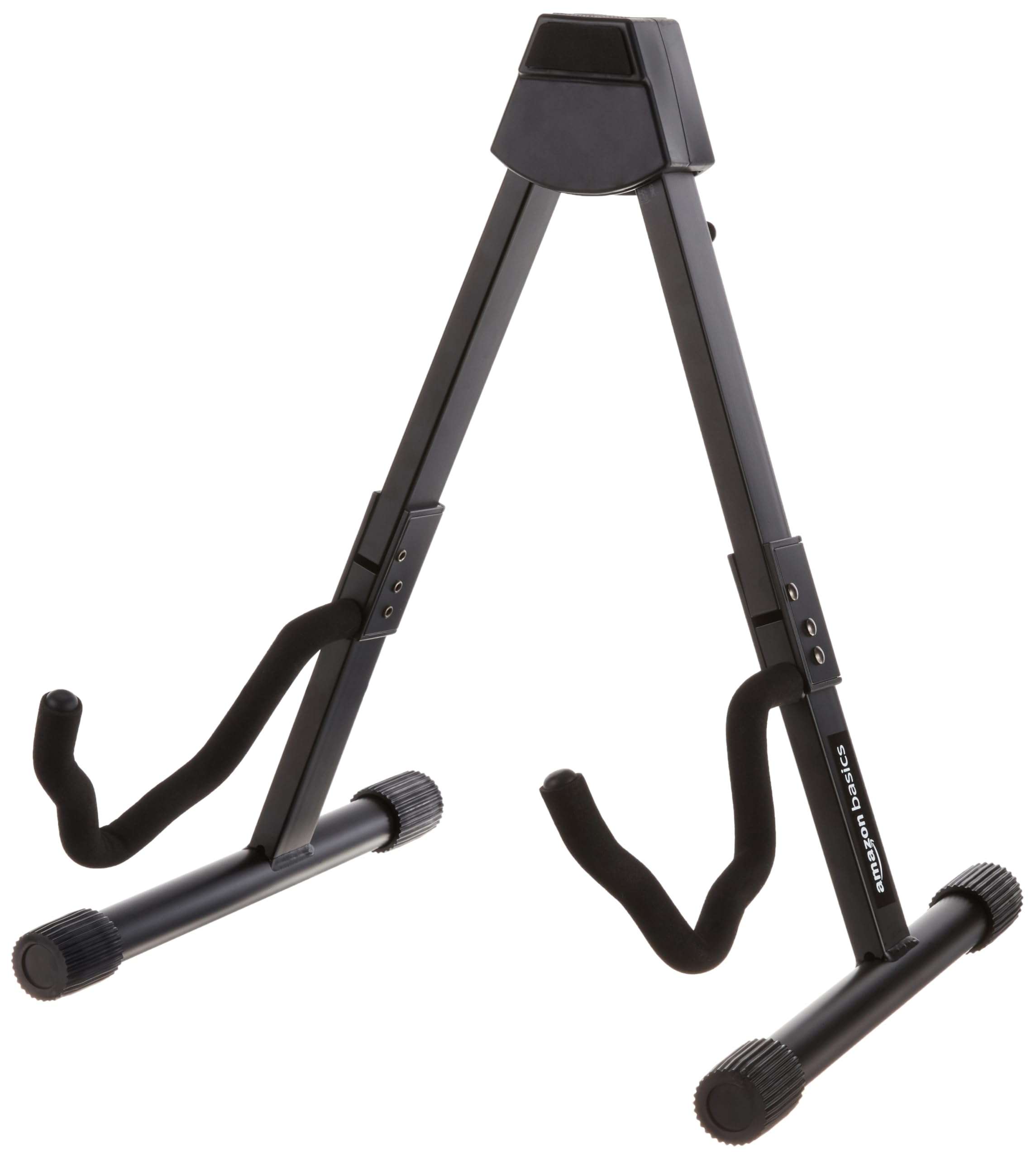 Amazon Basics Portable Adjustable Folding Guitar Stand for Electric and Acoustic Guitars, A-shape, Fully Assembled with Padded Foam, Black, 8.66 x 15.16 x 3.74 inches - Image 1