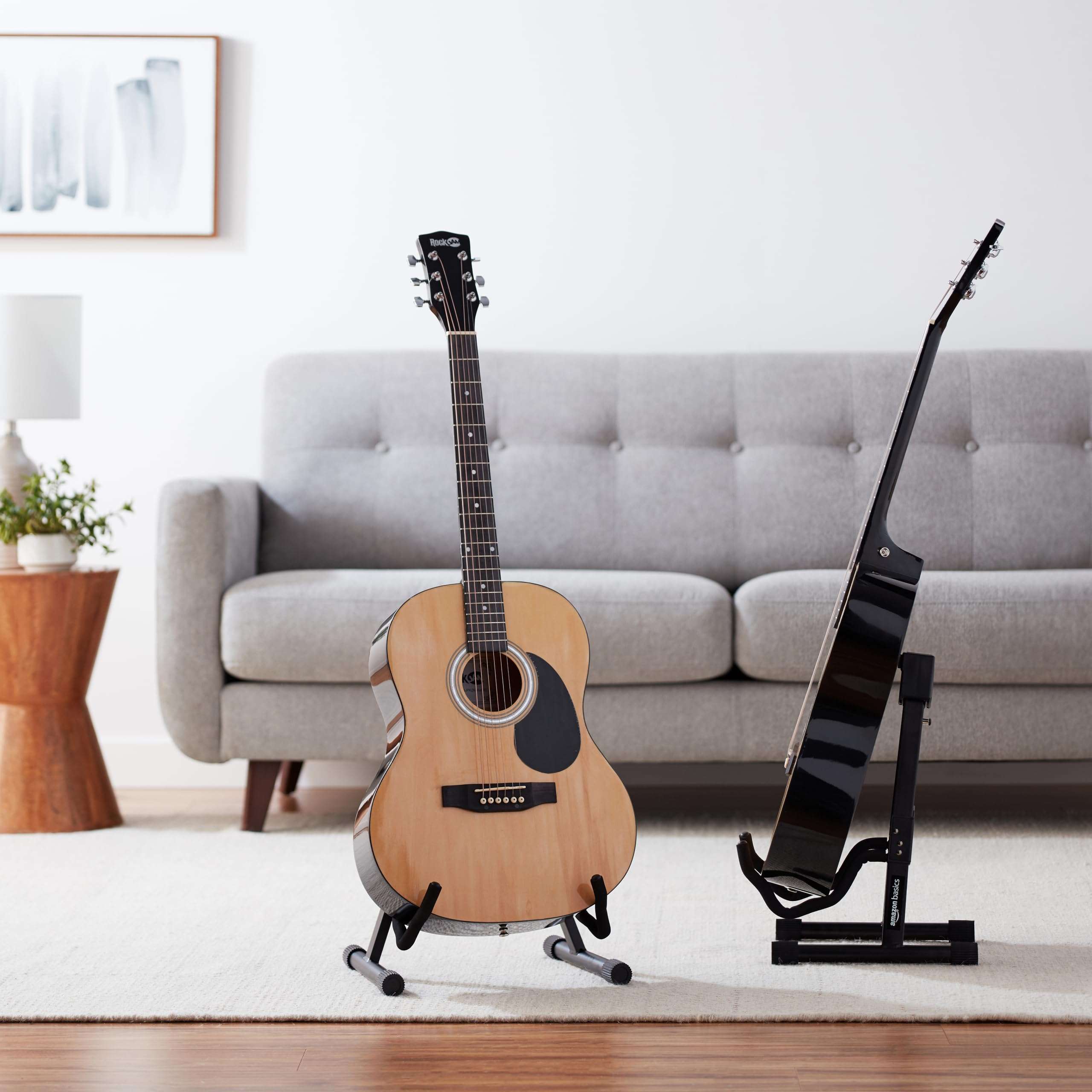 Amazon Basics Portable Adjustable Folding Guitar Stand for Electric and Acoustic Guitars, A-shape, Fully Assembled with Padded Foam, Black, 8.66 x 15.16 x 3.74 inches - Image 3