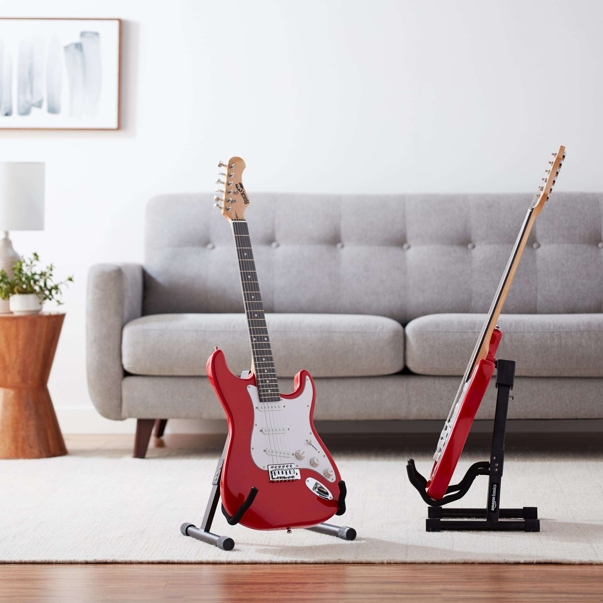 Amazon Basics Portable Adjustable Folding Guitar Stand for Electric and Acoustic Guitars, A-shape, Fully Assembled with Padded Foam, Black, 8.66 x 15.16 x 3.74 inches - Image 9