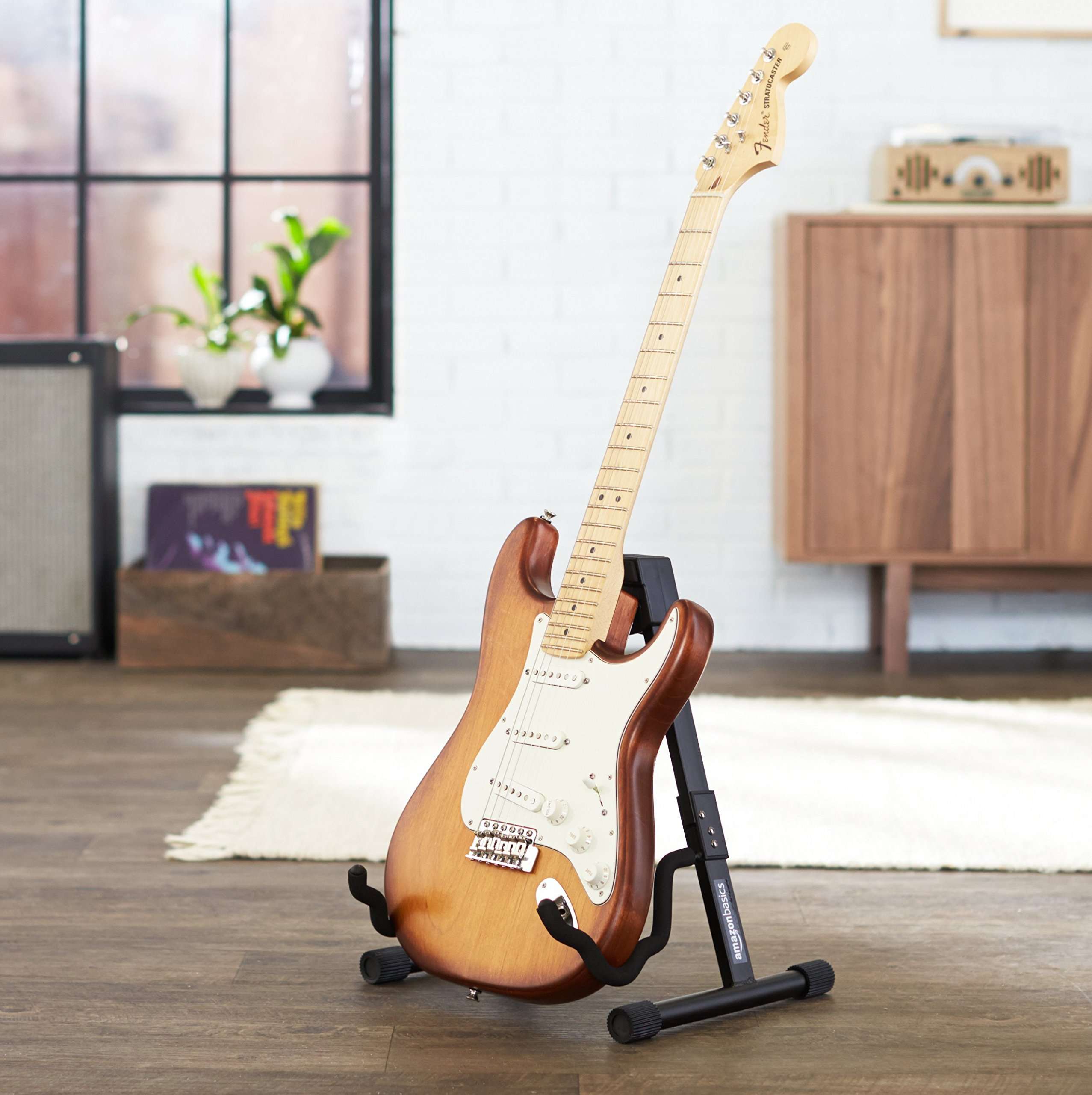 Amazon Basics Portable Adjustable Folding Guitar Stand for Electric and Acoustic Guitars, A-shape, Fully Assembled with Padded Foam, Black, 8.66 x 15.16 x 3.74 inches - Image 10