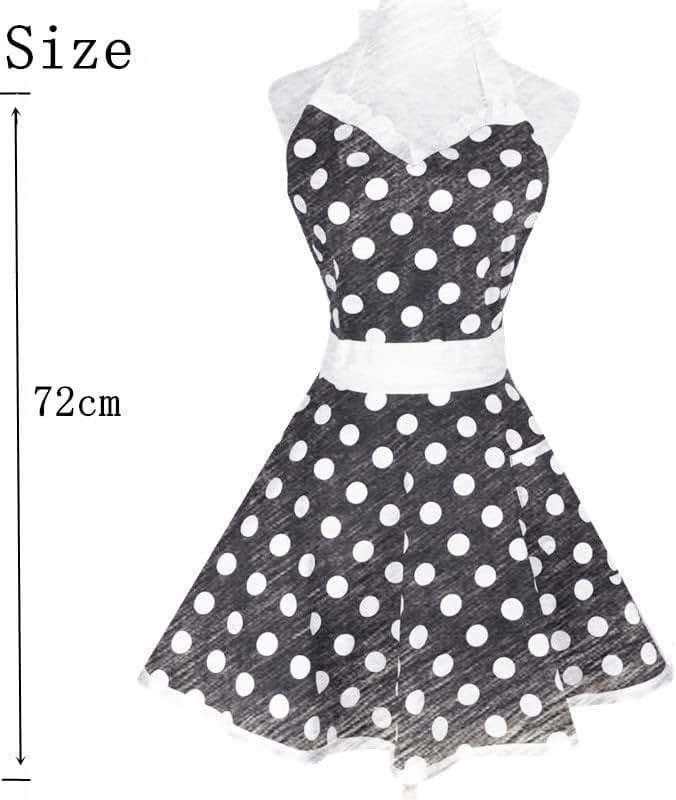 Hyzrz Lovely Sweetheart Retro Kitchen Aprons Woman Girl Cotton Polka Dot Cooking Salon Dress Pinafore Vintage Apron Mothers Gift (Red) - Image 2