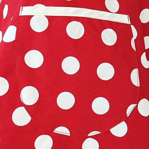 Hyzrz Lovely Sweetheart Retro Kitchen Aprons Woman Girl Cotton Polka Dot Cooking Salon Dress Pinafore Vintage Apron Mothers Gift (Red) - Image 7