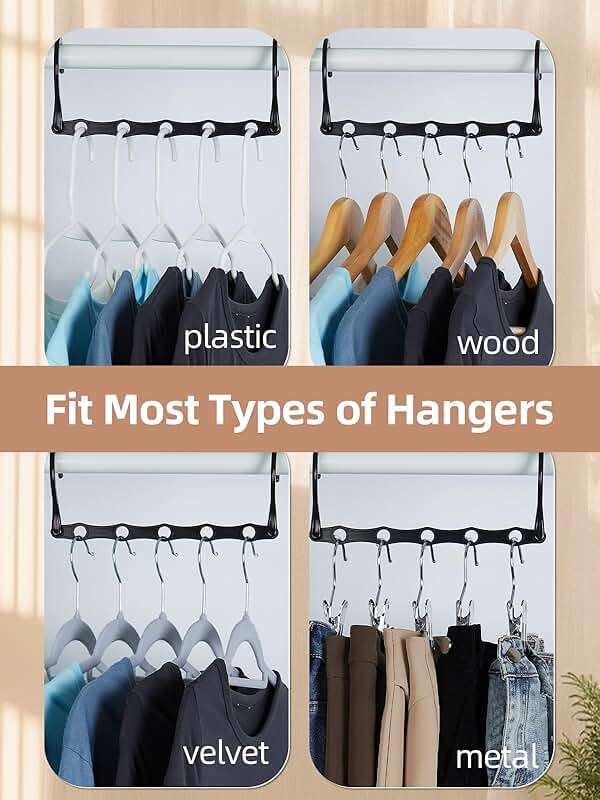 HOUSE DAY Black Magic Space Saving Hangers 10 Pack, Premium Smart Hanger Hooks, Sturdy Cascading Hangers with 5 Holes for Heavy Clothes, Closet Organizers and Storage, College Dorm Room Essentials - Image 5