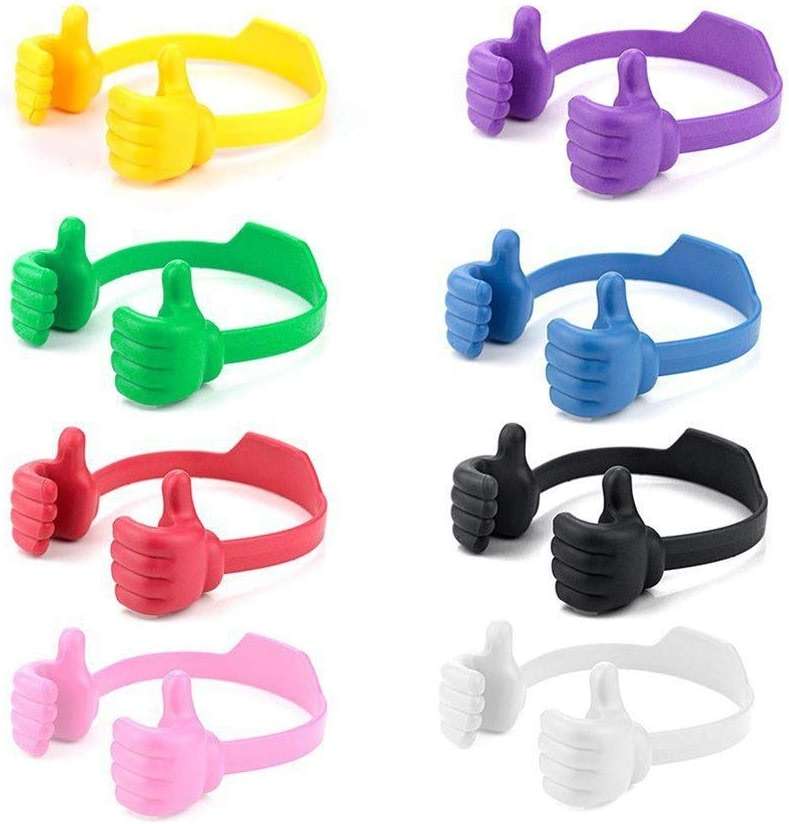 BUTEFO Thumbs up Cell Phone Holder Adjustable Silicone Tablet Stand Portable Desktop OK Stands Compatible for iPhone iPad Samsung Motorcycle Google TCL (Multi Colors, 8) - Image 1