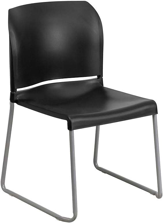 Flash Furniture Hercules Series Contoured Stacking Chairs for Waiting Rooms and Offices, Ergonomic Lobby Chairs with Curved Back, Set of 5, Black - Image 1