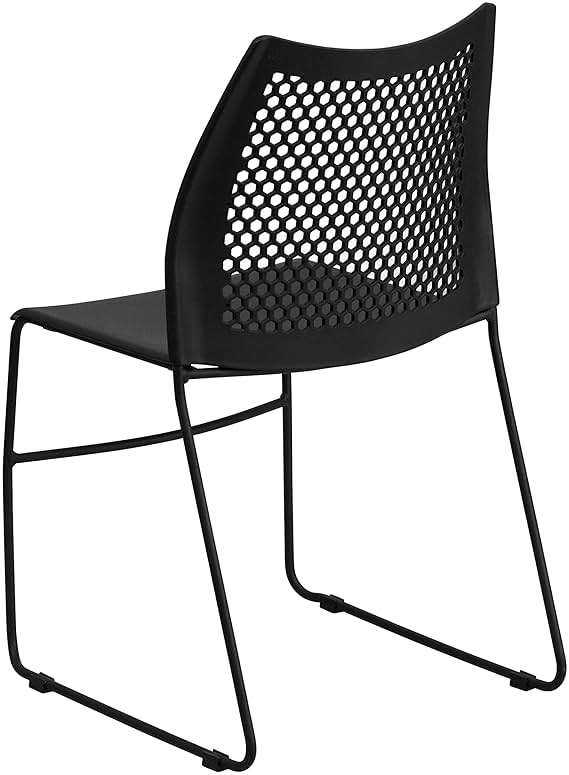 Flash Furniture Hercules Series Contoured Lobby Chairs with Air-Vent Honeycomb Backs, Ergonomic Stacking Chairs for Offices, Set of 5, Black - Image 11