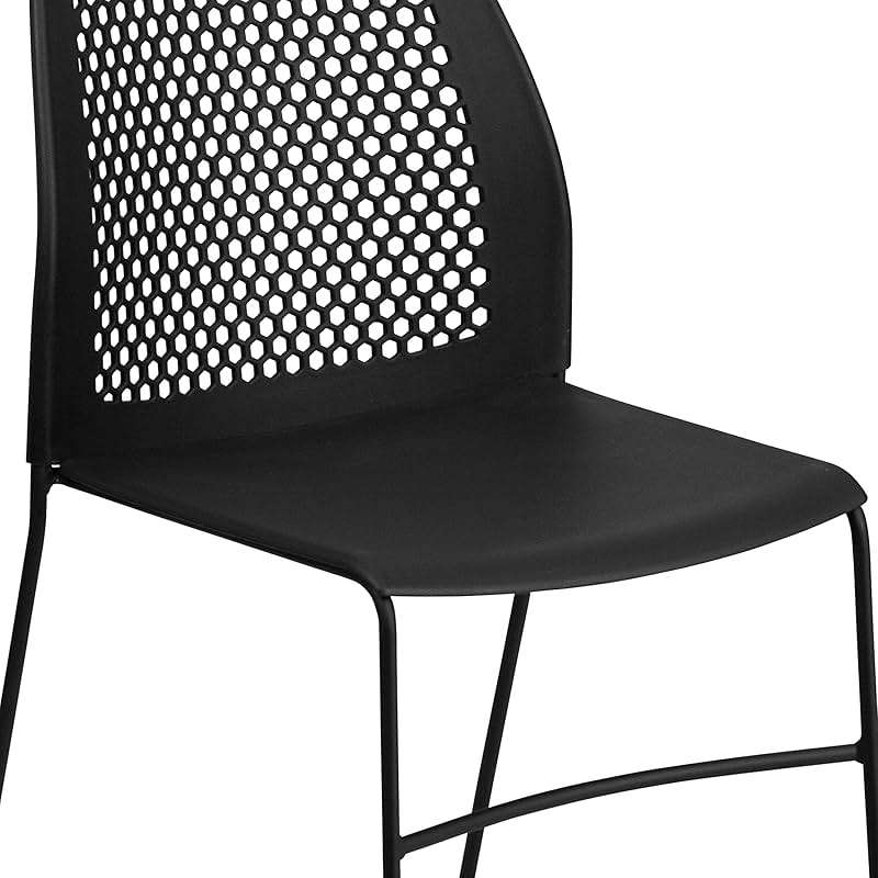 Flash Furniture Hercules Series Contoured Lobby Chairs with Air-Vent Honeycomb Backs, Ergonomic Stacking Chairs for Offices, Set of 5, Black - Image 15