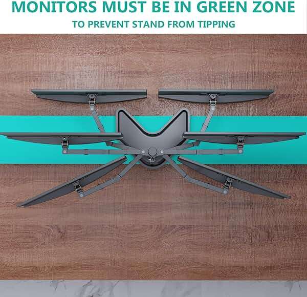 WALI Dual Monitor Stand for Desk, Monitor Stands for 2 Monitors up to 27 inch, Dual Monitors Mount Fits up to 22lbs, Free Standing Full Motion Dual Monitors Arm for Desk (MF002), Black - Image 9