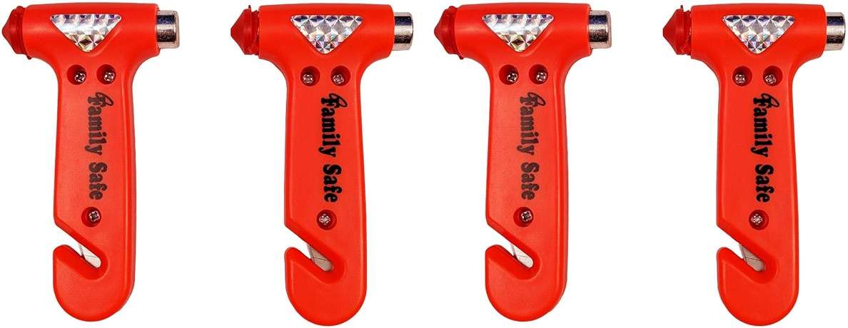 Family Safe 4 Pack Emergency Escape Tool - Seatbelt Cutter Window Breaker - Image 1