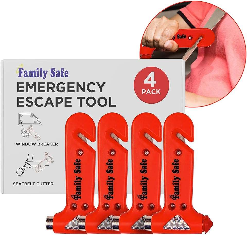 Family Safe 4 Pack Emergency Escape Tool - Seatbelt Cutter Window Breaker - Image 2