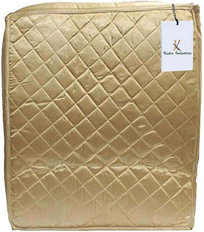 Kuber Industries Saree Cover Set of 2 Pcs Large Size in Golden Satin Wedding Gift - Image 2