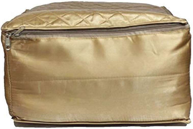 Kuber Industries Saree Cover Set of 2 Pcs Large Size in Golden Satin Wedding Gift - Image 3