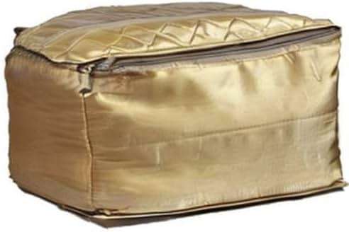 Kuber Industries Saree Cover Set of 2 Pcs Large Size in Golden Satin Wedding Gift - Image 5