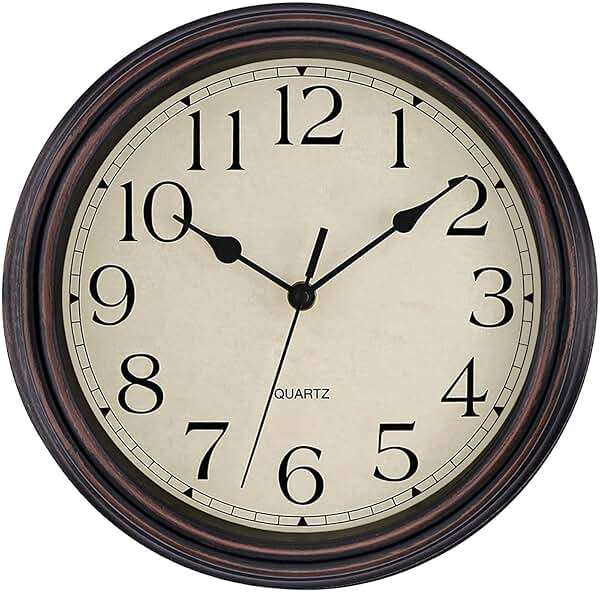 Foxtop Retro Silent Non-Ticking Round Classic Clock Quartz Decorative Battery Operated Wall Clock for Living Room Kitchen Home Office 12 Inch (Bronze) - Image 1