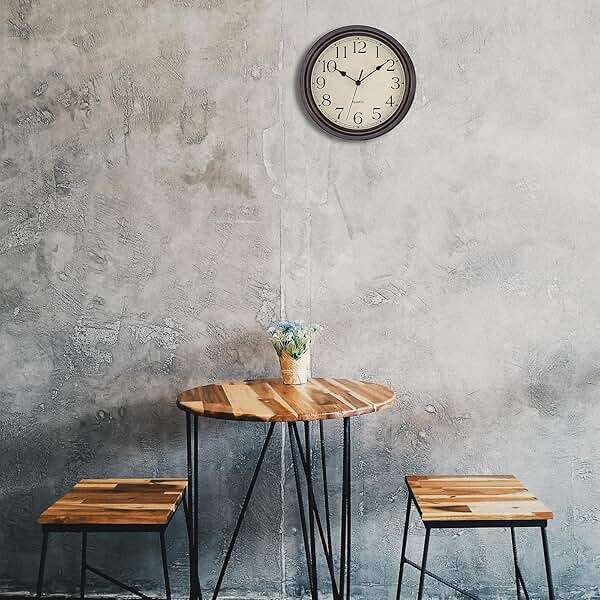 Foxtop Retro Silent Non-Ticking Round Classic Clock Quartz Decorative Battery Operated Wall Clock for Living Room Kitchen Home Office 12 Inch (Bronze) - Image 2