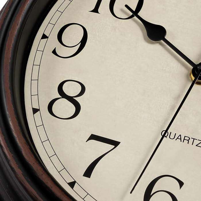 Foxtop Retro Silent Non-Ticking Round Classic Clock Quartz Decorative Battery Operated Wall Clock for Living Room Kitchen Home Office 12 Inch (Bronze) - Image 7