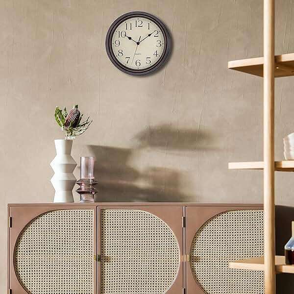 Foxtop Retro Silent Non-Ticking Round Classic Clock Quartz Decorative Battery Operated Wall Clock for Living Room Kitchen Home Office 12 Inch (Bronze) - Image 9