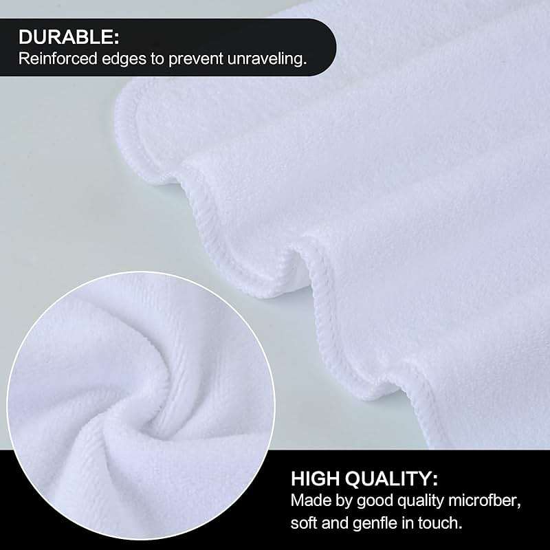 SINLAND Microfiber Facial Cloths Fast Drying Washcloth 12inch x 12inch White 6 pack - Image 4