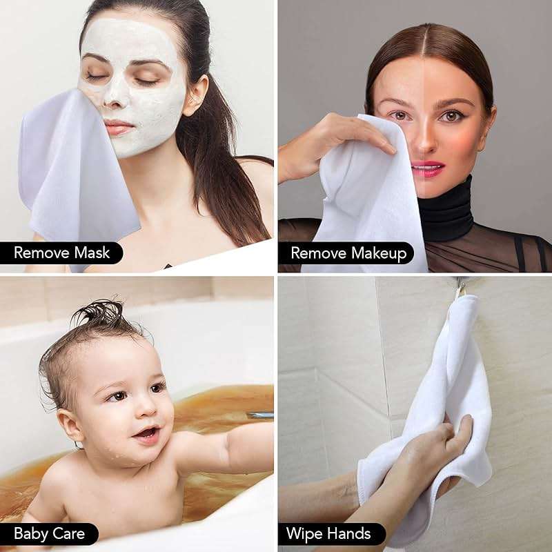 SINLAND Microfiber Facial Cloths Fast Drying Washcloth 12inch x 12inch White 6 pack - Image 9