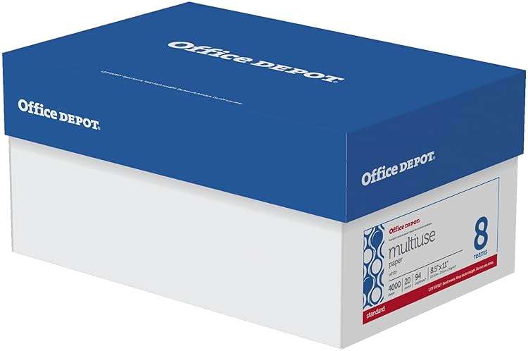 Office Depot(R) Brand Multiuse Paper, Letter Size Paper, 94 (U.S.) Brightness, 20 Lb, White, 500 Sheets Per Ream, Case Of 8 Reams - Image 1
