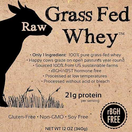 Raw Grass Fed Whey Protein Powder, Unflavored – 1 Ingredient, No Additives or Fillers, Undenatured, Made in USA, 12 oz - Image 3