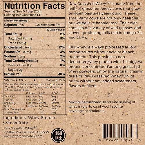 Raw Grass Fed Whey Protein Powder, Unflavored – 1 Ingredient, No Additives or Fillers, Undenatured, Made in USA, 12 oz - Image 4