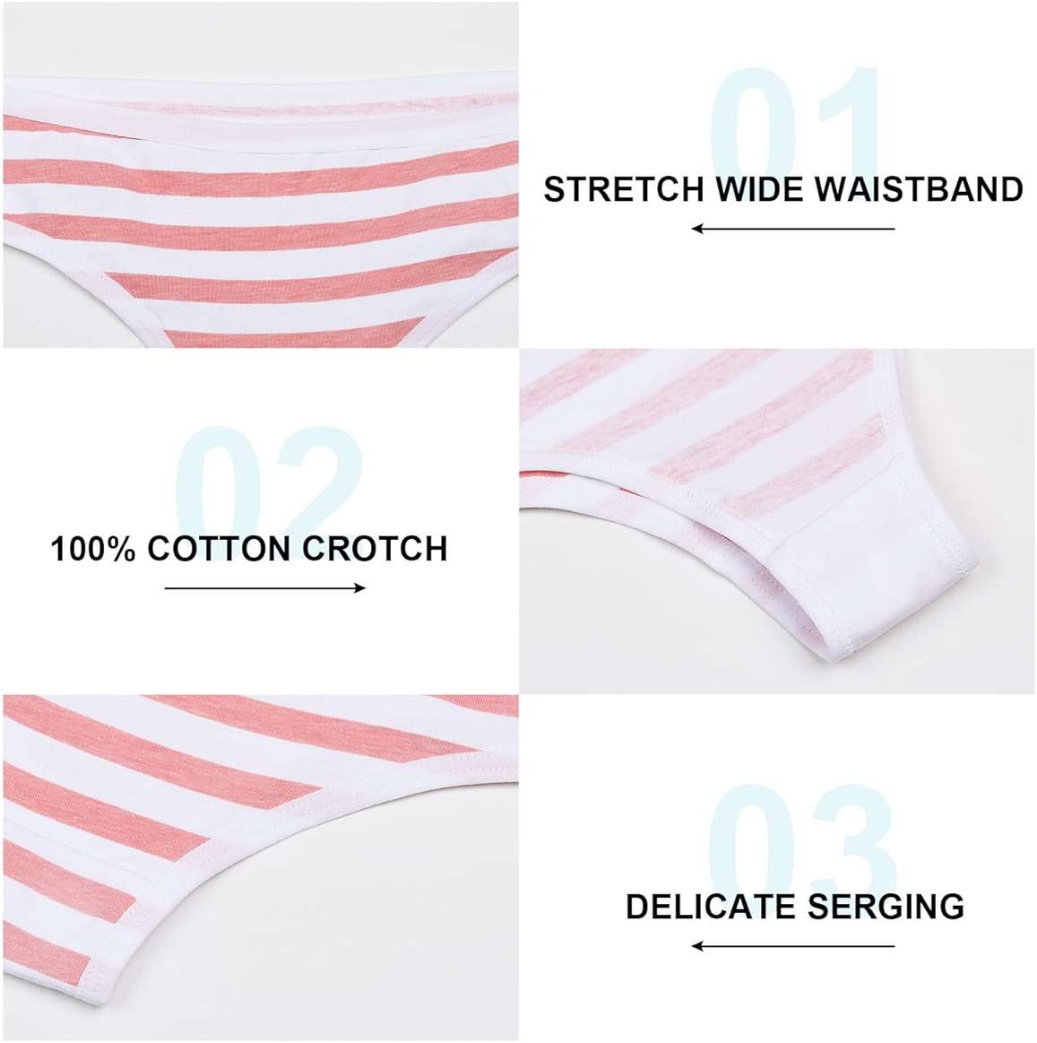 Hot Cute Japanese Style Blue&pink Stripe Panties Bikini Cosplay Cotton Underwear Blue/Pink (Thong? Free Size - Image 4