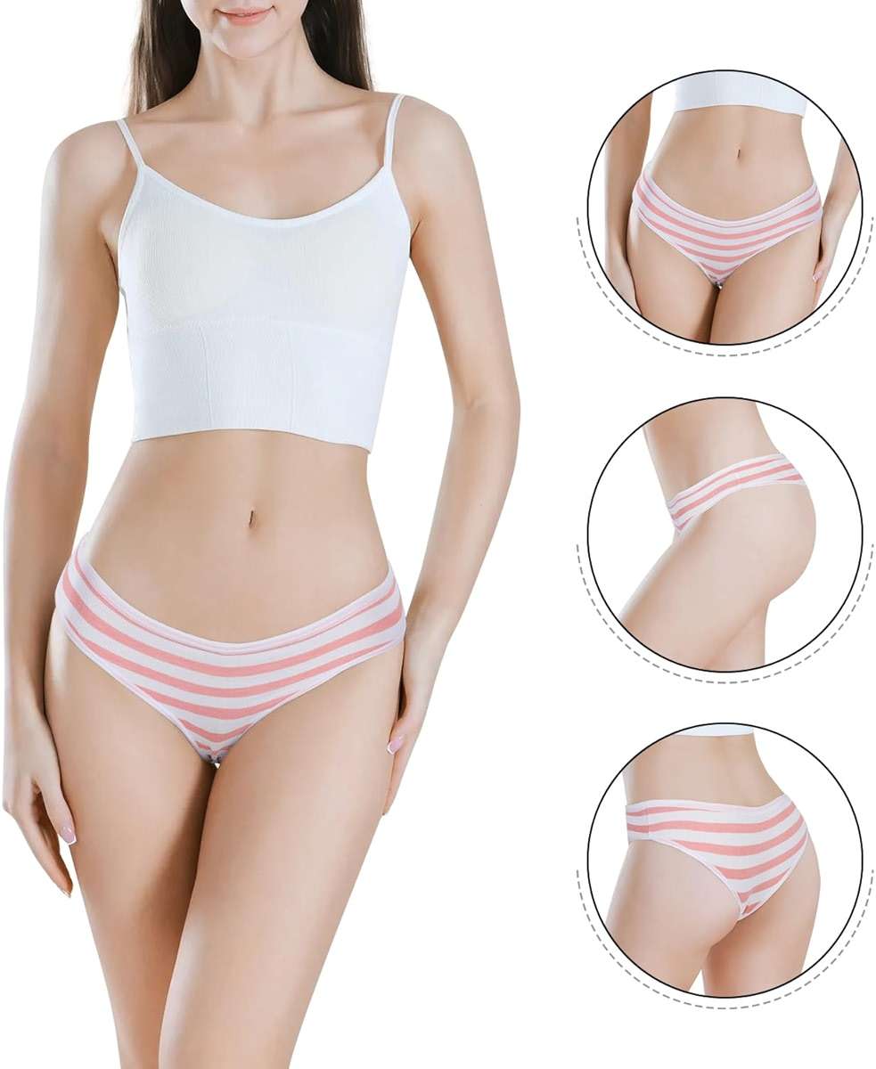 Hot Cute Japanese Style Blue&pink Stripe Panties Bikini Cosplay Cotton Underwear Blue/Pink (Thong? Free Size - Image 5