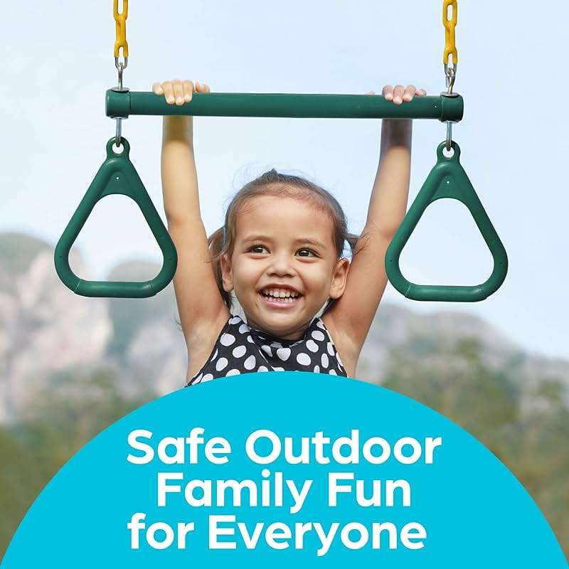 Jungle Gym Kingdom Swing Sets for Backyard, Monkey Bars & Swingset Accessories - Set Includes 18" Trapeze Swing Bar & 48" Heavy Duty Chain with Locking Carabiners - Outdoor Play Equipment (Green) - Image 3