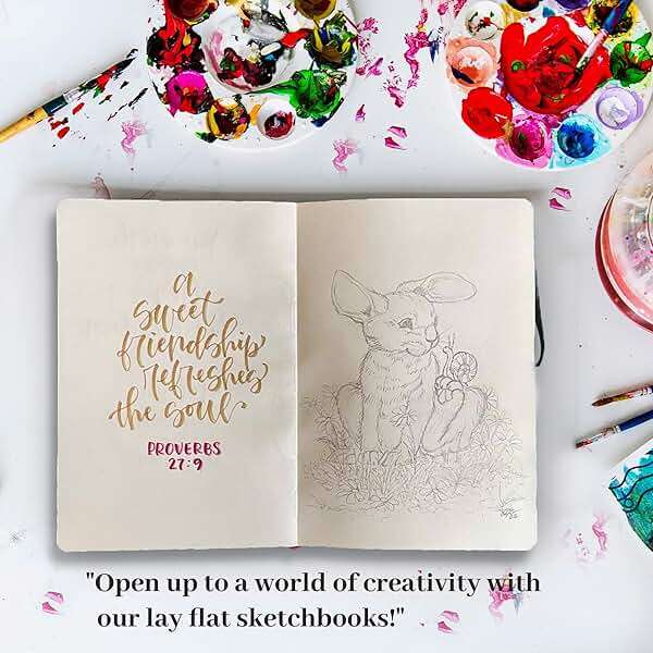A5 Sketchbook, Lay Flat Softcover Sketch Book for Everyone, Ideal for Ink, Water Color, Pen, Pencils, 160 Tear Resistant Pages, Size: Medium, Leda Art Supply - Image 4