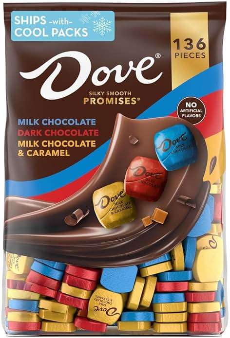DOVE PROMISES Milk, Dark and Milk & Caramel Assorted Chocolate Candy, 136 Ct Bulk Bag - Image 1