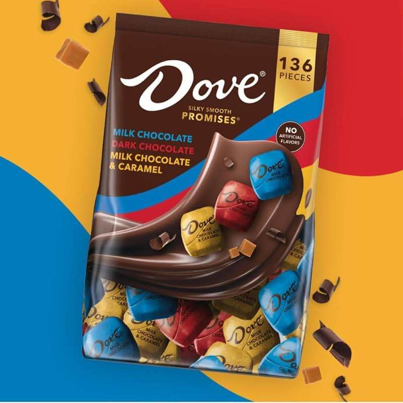 DOVE PROMISES Milk, Dark and Milk & Caramel Assorted Chocolate Candy, 136 Ct Bulk Bag - Image 3
