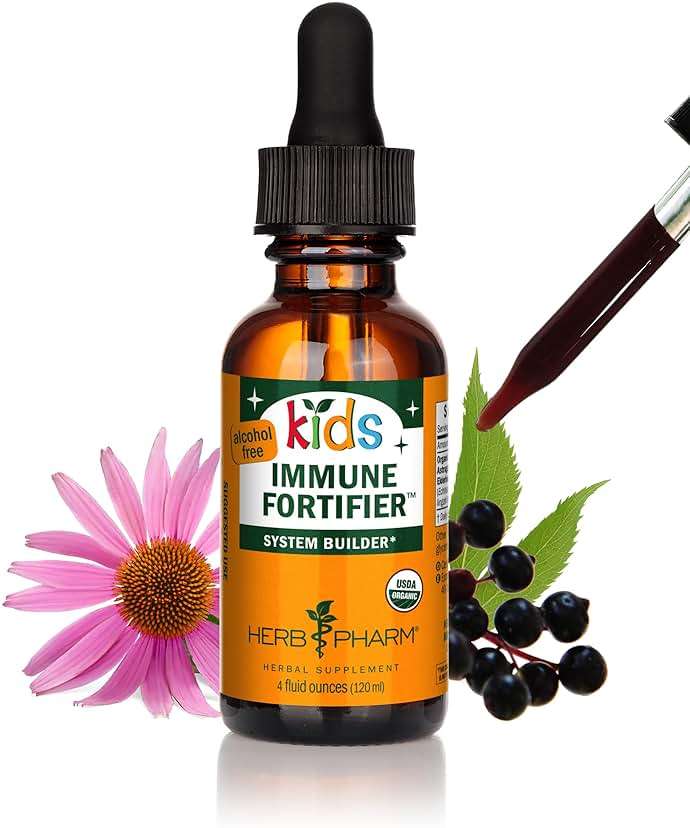 Herb Pharm Kids Immune Fortifier: Alcohol-Free Organic Immunity Supplement with Elderberry & Echinacea, Liquid Herbal Formula, 1 oz - Image 1