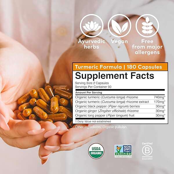 ORGANIC INDIA Turmeric Curcumin Herbal Supplement - Joint Mobility & Immune Support, Healthy Inflammatory Response, Whole Root Supplement, Trikatu, USDA Certified Organic, Non-GMO - 180 Capsules - Image 6