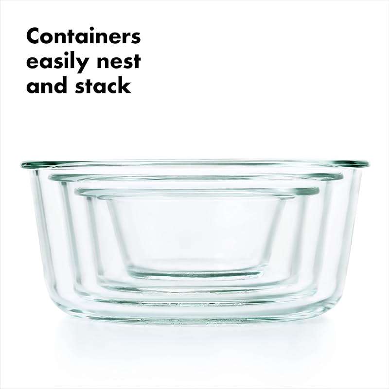 OXO Good Grips 4 Cup Smart Seal Leakproof Glass Round Airtight Food Storage Container - Image 5